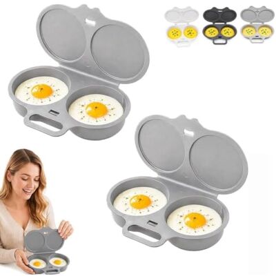 Generic Dual Cavity Microwave Egg Poacher with Lid and Handle (Multicolor 3pcs) Generic Dual Cavity Microwave Egg Poacher with Lid and Handle (Multicolor 3pcs)
