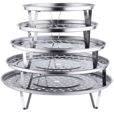Generic 5 Stück Dünsteinsatz Edelstahl Dampfgarer Einsatz Runde Stand Dampf Regal Steaming Rack, Mit 7 Zoll Grillzange, Für Hause Küche Restaurant 18/20/22/24/26cm Generic 5 Stück Dünsteinsatz Edelstahl Dampfgarer Einsatz Runde Stand Dampf Regal Steaming Rack, Mit 7 Zoll Grillzange, Für Hause Küche Restaurant 18/20/22/24/26cm