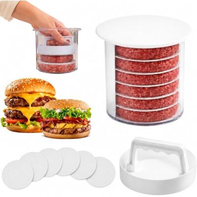 Generic Burger Patty Maker Mit Stapelbarer Lagerung & Trennscheiben Hamburger-Pressen Patty Maker: Mehrere Patties stapeln, formen & saubere Handhabung für BBQ und Familienessen Generic Burger Patty Maker Mit Stapelbarer Lagerung & Trennscheiben Hamburger-Pressen Patty Maker: Mehrere Patties stapeln, formen & saubere Handhabung für BBQ und Familienessen