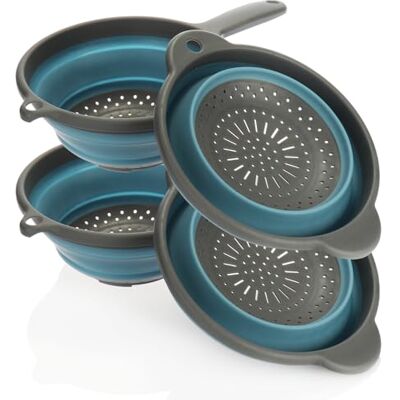 com-four ® 4x Faltbare Küchen-Siebe mit und ohne Stiel, zusammenklappbares Nudelsieb Abtropfsieb für Nudeln Gemüse Obst com-four ® 4x Faltbare Küchen-Siebe mit und ohne Stiel, zusammenklappbares Nudelsieb Abtropfsieb für Nudeln Gemüse Obst