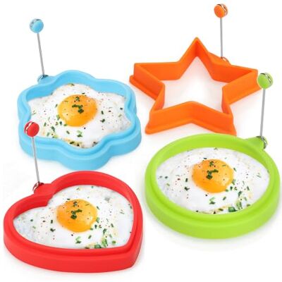 com-four ® 4x Omelettpfannenform, Kreis, Blume, Stern und Herz Für Spiegelei und Pancake Silikonform mit Hitzeschutzgriff Bratform für Omelettpfannen com-four ® 4x Omelettpfannenform, Kreis, Blume, Stern und Herz Für Spiegelei und Pancake Silikonform mit Hitzeschutzgriff Bratform für Omelettpfannen