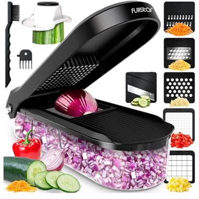 fullstar Pro Core Gemüseschneider & Mandoline Gemüsehobel 6 Klingen Schneider & Reibe für Gemüse, Obst, Kartoffeln Zwiebelschneider, Julienneschneider & Käsereibe (6-in-1, Schwarz) fullstar Pro Core Gemüseschneider & Mandoline Gemüsehobel 6 Klingen Schneider & Reibe für Gemüse, Obst, Kartoffeln Zwiebelschneider, Julienneschneider & Käsereibe (6-in-1, Schwarz)