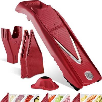 Börner Gemüsehobel V5 (Starter Set) • V-Hobel für Scheiben, Sticks & Würfel in vielen Größen • Gemüseschneider mit Edelstahl V-Klinge • Verstellbarer Küchenhobel • Farbe: Rot Börner Gemüsehobel V5 (Starter Set) • V-Hobel für Scheiben, Sticks & Würfel in vielen Größen • Gemüseschneider mit Edelstahl V-Klinge • Verstellbarer Küchenhobel • Farbe: Rot