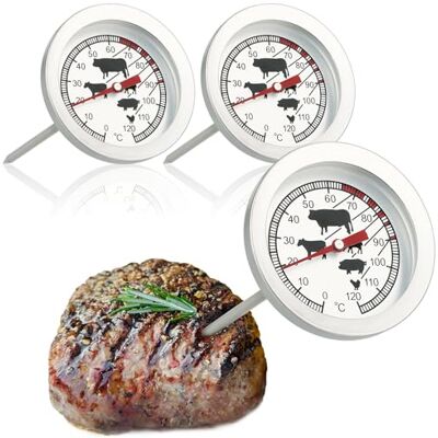 com-four ® 3x Bratenthermometer aus Edelstahl, analoges Fleischthermometer Grillthermometer Fleischnadel 10 cm com-four ® 3x Bratenthermometer aus Edelstahl, analoges Fleischthermometer Grillthermometer Fleischnadel 10 cm