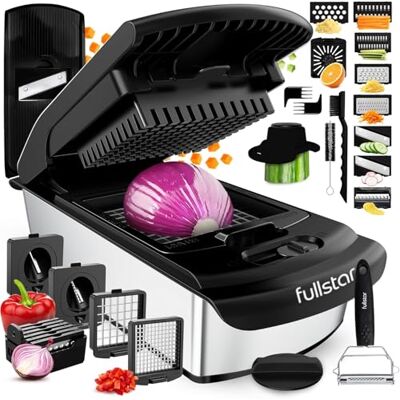 fullstar Pro Core Gemüseschneider & Mandoline Gemüsehobel 14 Klingen Zwiebelschneider, Julienneschneider, Käsereibe für Gemüse Obst Kartoffeln Meal Prep Küchen Gadgets (14-in-1, Edelstahl) fullstar Pro Core Gemüseschneider & Mandoline Gemüsehobel 14 Klingen Zwiebelschneider, Julienneschneider, Käsereibe für Gemüse Obst Kartoffeln Meal Prep Küchen Gadgets (14-in-1, Edelstahl)