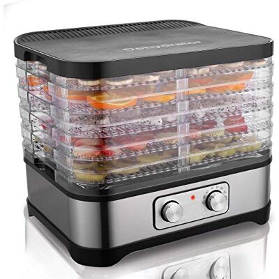 COOCHEER Hopekings Dörrgerät für Lebensmittel, 5 Etagen, Dehydrator für Obst und Gemüse, 250 W, einstellbarer Thermostat 35-70 °C, Schwarz COOCHEER Hopekings Dörrgerät für Lebensmittel, 5 Etagen, Dehydrator für Obst und Gemüse, 250 W, einstellbarer Thermostat 35-70 °C, Schwarz