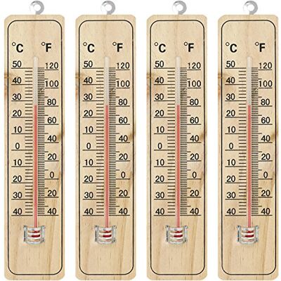 com-four ® 4x Thermometer, Holz-Thermometer für drinnen, Temperaturmesser com-four ® 4x Thermometer, Holz-Thermometer für drinnen, Temperaturmesser