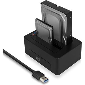 ACT Dual Festplatten Docking Station, USB 3.0 HDD Docking Station für 2.5"/3.5" SATA HDD/SDD, unterstützt Offline-Klonen, Backup-Funktion– AC1504 ACT Dual Festplatten Docking Station, USB 3.0 HDD Docking Station für 2.5"/3.5" SATA HDD/SDD, unterstützt Offline-Klonen, Backup-Funktion– AC1504