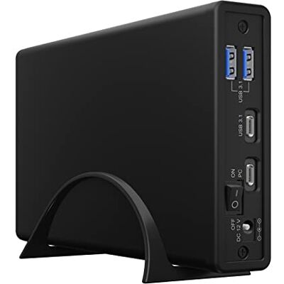 ICY BOX USB-C Festplattengehäuse mit USB HUB für 2,5 Zoll & 3,5 Zoll SSD/HDD, USB 3.2 (Gen 2), 10 Gbit/s, 1x USB-C, 2X USB-A, Standfuß, Aluminium, Schwarz ICY BOX USB-C Festplattengehäuse mit USB HUB für 2,5 Zoll & 3,5 Zoll SSD/HDD, USB 3.2 (Gen 2), 10 Gbit/s, 1x USB-C, 2X USB-A, Standfuß, Aluminium, Schwarz