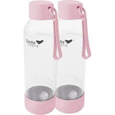 SodaTASTE 2er-Pack 1 Liter PET-Flaschen Rosa für Wassersprudler mit Bajonettverschluss, BPA-frei, wiederverwendbar SodaTASTE 2er-Pack 1 Liter PET-Flaschen Rosa für Wassersprudler mit Bajonettverschluss, BPA-frei, wiederverwendbar