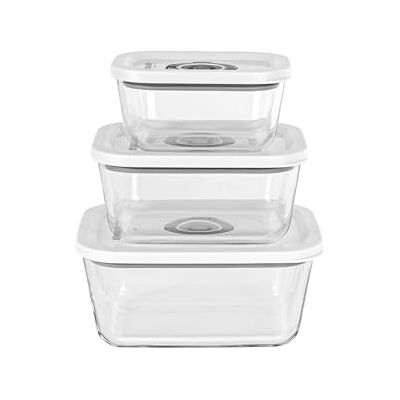 Rommelsbacher Vakuum Behälter Set VCG 1, 3 Behälter, Borosilikatglas, BPA-frei, hitzebeständig, spülmaschinenfest, gefriergeeignet, inkl. Vakuumierschlauch & Adapter für Vakuumierer anderer Marken Rommelsbacher Vakuum Behälter Set VCG 1, 3 Behälter, Borosilikatglas, BPA-frei, hitzebeständig, spülmaschinenfest, gefriergeeignet, inkl. Vakuumierschlauch & Adapter für Vakuumierer anderer Marken