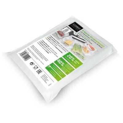 Caso 4 Sterne geprägte Vakuumbeutel 16 x 23 cm alle Arten von Vakuumiergeräten für Lebensmittel sehr robust und reißfest, geeignet für Sous Vide, BPA-frei 60 Beutel Caso 4 Sterne geprägte Vakuumbeutel 16 x 23 cm alle Arten von Vakuumiergeräten für Lebensmittel sehr robust und reißfest, geeignet für Sous Vide, BPA-frei 60 Beutel