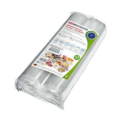Rommelsbacher VRS 3060 Profi Folienrollen 30 x 600cm, 2 Rollen, BPA-frei, extrem stark & reißfest 210μm, eingeprägte Luftrillen, wiederverwendbar, Sous Vide, Made in Europe, für alle Balkenvakuumierer Rommelsbacher VRS 3060 Profi Folienrollen 30 x 600cm, 2 Rollen, BPA-frei, extrem stark & reißfest 210μm, eingeprägte Luftrillen, wiederverwendbar, Sous Vide, Made in Europe, für alle Balkenvakuumierer
