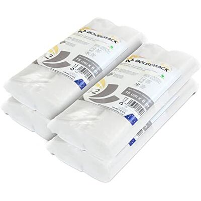 Bolsemack Folienrollen 15cmx6m 8 Rollen Vakuumierbeutel für alle Vakuumierer & Lebensmittel Vakuumiergerät Vacuum bags sehr stark & reißfest Vakuumbeutel lebensmittel BPA-frei Bolsemack Folienrollen 15cmx6m 8 Rollen Vakuumierbeutel für alle Vakuumierer & Lebensmittel Vakuumiergerät Vacuum bags sehr stark & reißfest Vakuumbeutel lebensmittel BPA-frei