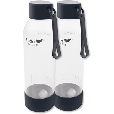 SodaTASTE 2er-Pack 1 Liter PET-Flaschen Schwarz für Wassersprudler mit Bajonettverschluss, BPA-frei, wiederverwendbar SodaTASTE 2er-Pack 1 Liter PET-Flaschen Schwarz für Wassersprudler mit Bajonettverschluss, BPA-frei, wiederverwendbar