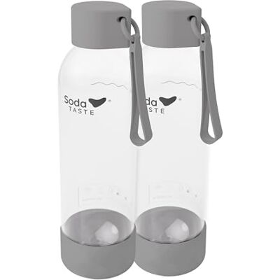 SodaTASTE 2er-Pack 1 Liter PET-Flaschen Grau für Wassersprudler mit Bajonettverschluss, BPA-frei, wiederverwendbar SodaTASTE 2er-Pack 1 Liter PET-Flaschen Grau für Wassersprudler mit Bajonettverschluss, BPA-frei, wiederverwendbar