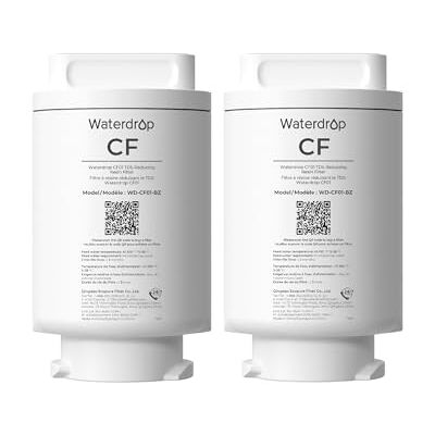 Waterdrop CF01 Ersatzfilter für CT01, 2er-Pack Reduziert Chlor, TDS und Kalk, Erhält Wichtige Mineralien, 300 L, Ersatz für Waterdrop CF01 Ersatzfilter für CT01, 2er-Pack Reduziert Chlor, TDS und Kalk, Erhält Wichtige Mineralien, 300 L, Ersatz für