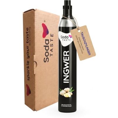 SodaTASTE CO2-Zylinder tauschen (Refill) für Wassersprudler, mit natürlichem Ingwer-Aroma, ohne Sirup, für bis zu 60l gesprudeltes Wasser mit Geschmack, zuckerfrei (ACHTUNG: Leerer Zylinder benötigt) SodaTASTE CO2-Zylinder tauschen (Refill) für Wassersprudler, mit natürlichem Ingwer-Aroma, ohne Sirup, für bis zu 60l gesprudeltes Wasser mit Geschmack, zuckerfrei (ACHTUNG: Leerer Zylinder benötigt)