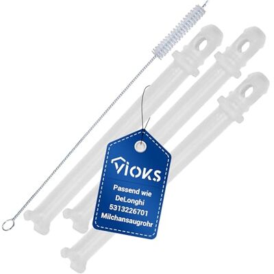 VIOKS 3x Milchansaugrohr 101mm + 1x Bürste Ersatz für DeLоnghi 5313226701 Milchschlauch Milchschaum Schlauch, Reinigungsbürste, ersetzt 552556, EN520 Nesprеsso Lattissima / Plus Kaffeemaschine VIOKS 3x Milchansaugrohr 101mm + 1x Bürste Ersatz für DeLоnghi 5313226701 Milchschlauch Milchschaum Schlauch, Reinigungsbürste, ersetzt 552556, EN520 Nesprеsso Lattissima / Plus Kaffeemaschine