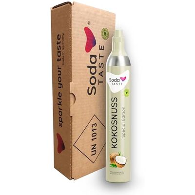 SodaTASTE CO2-Kaufzylinder (Reservezylinder) für Wassersprudler, mit natürlichem Kokosnuss-Aroma, ohne Sirup, für bis zu 60l gesprudeltes Wasser mit Geschmack, zuckerfrei SodaTASTE CO2-Kaufzylinder (Reservezylinder) für Wassersprudler, mit natürlichem Kokosnuss-Aroma, ohne Sirup, für bis zu 60l gesprudeltes Wasser mit Geschmack, zuckerfrei