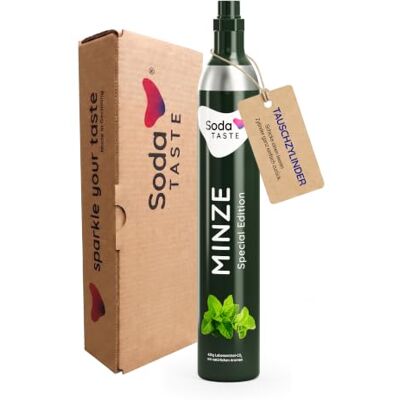 SodaTASTE CO2-Zylinder tauschen (Refill) für Wassersprudler, mit natürlichem Minz-Aroma, ohne Sirup, für bis zu 60l gesprudeltes Wasser mit Geschmack, zuckerfrei (ACHTUNG: Leerer Zylinder benötigt) SodaTASTE CO2-Zylinder tauschen (Refill) für Wassersprudler, mit natürlichem Minz-Aroma, ohne Sirup, für bis zu 60l gesprudeltes Wasser mit Geschmack, zuckerfrei (ACHTUNG: Leerer Zylinder benötigt)