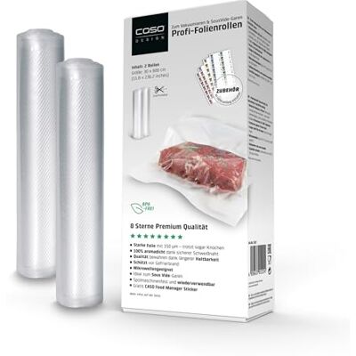 Caso 8 Sterne Profi- Folienrollen 30x600 cm / 2 Rollen, Vakuumierbeutel für alle Vakuumierer, sehr stark & reißfest ca. 150µm, Vakuumbeutel Lebensmittel Vakuumiergerät, Sous Vide, BPA-frei Caso 8 Sterne Profi- Folienrollen 30x600 cm / 2 Rollen, Vakuumierbeutel für alle Vakuumierer, sehr stark & reißfest ca. 150µm, Vakuumbeutel Lebensmittel Vakuumiergerät, Sous Vide, BPA-frei