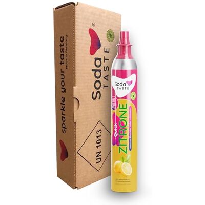 SodaTASTE Quick Zitrone CO2-Zylinder tauschen (Refill) für Wassersprudler mit natürlichem Zitronenaroma ohne Sirup, für max. 60l Sprudelwasser mit Geschmack, zuckerfrei (ACHTUNG: Leerzylinder nötigt) SodaTASTE Quick Zitrone CO2-Zylinder tauschen (Refill) für Wassersprudler mit natürlichem Zitronenaroma ohne Sirup, für max. 60l Sprudelwasser mit Geschmack, zuckerfrei (ACHTUNG: Leerzylinder nötigt)