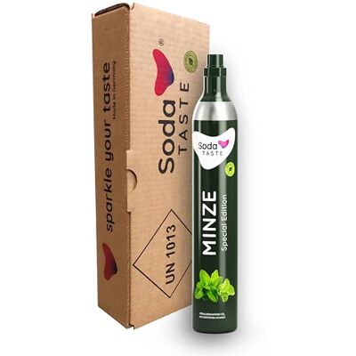 SodaTASTE CO2-Kaufzylinder (Reservezylinder) für Wassersprudler, mit natürlichem Minz-Aroma, ohne Sirup, für bis zu 60l gesprudeltes Wasser mit Geschmack, zuckerfrei SodaTASTE CO2-Kaufzylinder (Reservezylinder) für Wassersprudler, mit natürlichem Minz-Aroma, ohne Sirup, für bis zu 60l gesprudeltes Wasser mit Geschmack, zuckerfrei