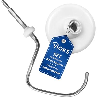 VIOKS Set Teigabweiser + Knethaken Ersatz für Bosch 00619166 00080060 Knethaken Abstreifer mit Knetdüse, für Bosch MUM4 und MUM5 ProfiMixx 44 46 47 Küchenmaschine VIOKS Set Teigabweiser + Knethaken Ersatz für Bosch 00619166 00080060 Knethaken Abstreifer mit Knetdüse, für Bosch MUM4 und MUM5 ProfiMixx 44 46 47 Küchenmaschine