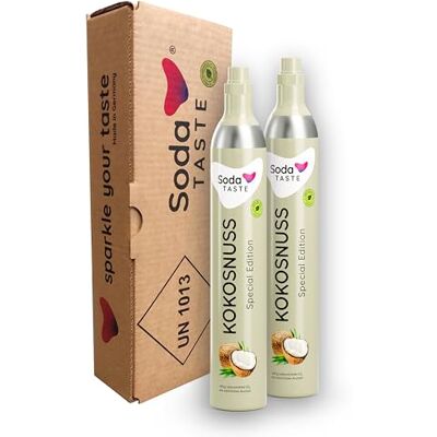 SodaTASTE CO2-Zylinder kaufen 2er-Pack (Reservezylinder) für Wassersprudler, mit natürlichem Kokosnuss-Aroma, ohne Sirup, für bis zu 120l gesprudeltes Wasser mit Geschmack, zuckerfrei SodaTASTE CO2-Zylinder kaufen 2er-Pack (Reservezylinder) für Wassersprudler, mit natürlichem Kokosnuss-Aroma, ohne Sirup, für bis zu 120l gesprudeltes Wasser mit Geschmack, zuckerfrei