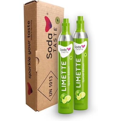 SodaTASTE CO2-Zylinder kaufen 2er-Pack (Reservezylinder) für Wassersprudler, mit natürlichem Limettenaroma, ohne Sirup, für bis zu 120l gesprudeltes Wasser mit Geschmack, zuckerfrei SodaTASTE CO2-Zylinder kaufen 2er-Pack (Reservezylinder) für Wassersprudler, mit natürlichem Limettenaroma, ohne Sirup, für bis zu 120l gesprudeltes Wasser mit Geschmack, zuckerfrei