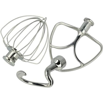 vhbw 3-tlg. Ersatzteil-Set kompatibel mit KitchenAid KSM100 K45, K45SS Küchenmaschine Schneebesen, Flachrührer, Knethaken vhbw 3-tlg. Ersatzteil-Set kompatibel mit KitchenAid KSM100 K45, K45SS Küchenmaschine Schneebesen, Flachrührer, Knethaken