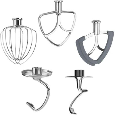 MMOBIEL 5er Zubehör Edelstahl für KitchenAid 4,3-4,7/4,8L Artisan & Classic Serie Küchenmaschinen Zubehör von – K45 6-Drahtiger Schneebesen, Flachrührer, Flex Edge Rührer, Spiral-Knethaken & Knethaken MMOBIEL 5er Zubehör Edelstahl für KitchenAid 4,3-4,7/4,8L Artisan & Classic Serie Küchenmaschinen Zubehör von – K45 6-Drahtiger Schneebesen, Flachrührer, Flex Edge Rührer, Spiral-Knethaken & Knethaken