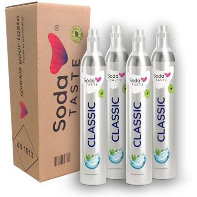 SodaTASTE CO2-Zylinder tauschen 4er-Pack (Refill) für Wassersprudler, Classic, für bis zu 240l Sprudelwasser (ACHTUNG: 4 leere Zylinder nötig) SodaTASTE CO2-Zylinder tauschen 4er-Pack (Refill) für Wassersprudler, Classic, für bis zu 240l Sprudelwasser (ACHTUNG: 4 leere Zylinder nötig)