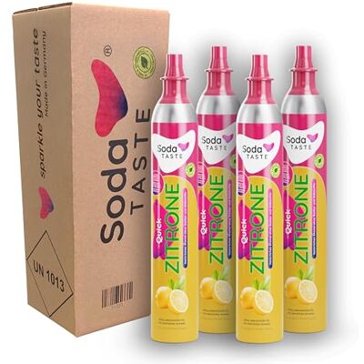 SodaTASTE Quick Zitrone CO2-Zylinder tauschen 4er-Pack (Refill) für Wassersprudler mit Quick Connect System mit natürlichem Zitronenaroma ohne Sirup, zuckerfrei (ACHTUNG: Leerzylinder nötig) SodaTASTE Quick Zitrone CO2-Zylinder tauschen 4er-Pack (Refill) für Wassersprudler mit Quick Connect System mit natürlichem Zitronenaroma ohne Sirup, zuckerfrei (ACHTUNG: Leerzylinder nötig)