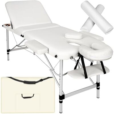 tectake ® Massageliege, klappbar, höhenverstellbar, Massagetisch mit 3 Zonen, Massagebank, Kosmetikliege inkl. Zubehör Tasche, Voll- und Halbrolle, Möbel für Kosmetik, Massage, Tattoo weiß tectake ® Massageliege, klappbar, höhenverstellbar, Massagetisch mit 3 Zonen, Massagebank, Kosmetikliege inkl. Zubehör Tasche, Voll- und Halbrolle, Möbel für Kosmetik, Massage, Tattoo weiß