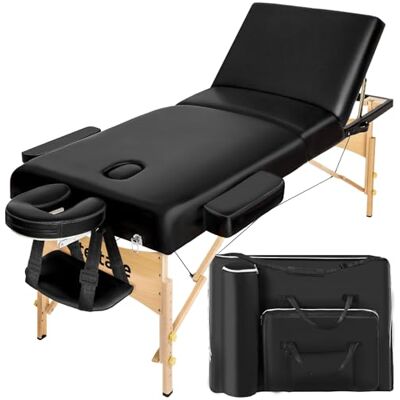 tectake ® höhenverstellbare Massageliege klappbar mit 3 Zonen, Massagetisch, 10 cm Polsterung, Mobile Massageliege, Kopf-und Armstütze, Massagebank mit Holzfüßen, Zubehör Tragetasche schwarz tectake ® höhenverstellbare Massageliege klappbar mit 3 Zonen, Massagetisch, 10 cm Polsterung, Mobile Massageliege, Kopf-und Armstütze, Massagebank mit Holzfüßen, Zubehör Tragetasche schwarz