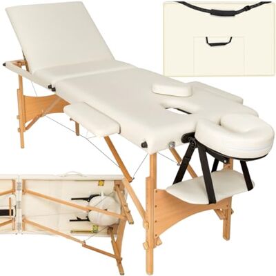 tectake ® Mobile Massageliege 3 Zonen, höhenverstellbar, klappbar, Zubehör Kopfstütze, Tasche, belastbar bis 250kg, Möbel für Kosmetik, Massage, Tattoo Zubehör, Physiotherapie Zubehör beige tectake ® Mobile Massageliege 3 Zonen, höhenverstellbar, klappbar, Zubehör Kopfstütze, Tasche, belastbar bis 250kg, Möbel für Kosmetik, Massage, Tattoo Zubehör, Physiotherapie Zubehör beige