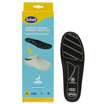 Scholl Antistatische Einlegesohlen PRO aus Memory Cushion für Clog Evo, Unisex-Erwachsene, Größe 45/46, Schwarz, 45-46 Scholl Antistatische Einlegesohlen PRO aus Memory Cushion für Clog Evo, Unisex-Erwachsene, Größe 45/46, Schwarz, 45-46