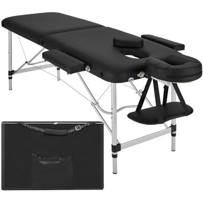 tectake Massageliege 2 Zonen, Massagetisch, Massageliege klappbar, höhenverstellbare Aluminium Massageliege, Portable Massagebank inkl. Zubehör, Alu-Kopfstütze, Armlehne und Tragetasche schwarz tectake Massageliege 2 Zonen, Massagetisch, Massageliege klappbar, höhenverstellbare Aluminium Massageliege, Portable Massagebank inkl. Zubehör, Alu-Kopfstütze, Armlehne und Tragetasche schwarz