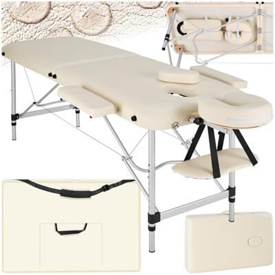 tectake Massageliege 2 Zonen, Massagetisch, Massageliege klappbar, höhenverstellbare Aluminium Massageliege, Portable Massagebank inkl. Zubehör, Alu-Kopfstütze, Armlehne und Tragetasche beige tectake Massageliege 2 Zonen, Massagetisch, Massageliege klappbar, höhenverstellbare Aluminium Massageliege, Portable Massagebank inkl. Zubehör, Alu-Kopfstütze, Armlehne und Tragetasche beige
