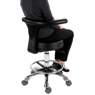 Generic Schwarzer minimalistischer Drehhocker – PU-Leder-Arbeitsstuhl mit Rollen Dental-Sattelstuhl, Schwarz, 360°-Drehung, 350 lbs Kapazität, PU-Leder, hochdichte Polsterung, robuste Basis Generic Schwarzer minimalistischer Drehhocker – PU-Leder-Arbeitsstuhl mit Rollen Dental-Sattelstuhl, Schwarz, 360°-Drehung, 350 lbs Kapazität, PU-Leder, hochdichte Polsterung, robuste Basis