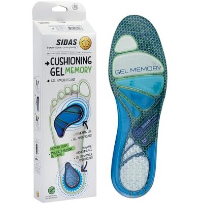 Sidas Cushioning Gel Memory Einlegesohlen, Gel-Einlegesohlen mit Formgedächtnis, Komfort den ganzen Tag, Reduzierung der Muskelermüdung, Blau, XXL 46-48 Sidas Cushioning Gel Memory Einlegesohlen, Gel-Einlegesohlen mit Formgedächtnis, Komfort den ganzen Tag, Reduzierung der Muskelermüdung, Blau, XXL 46-48