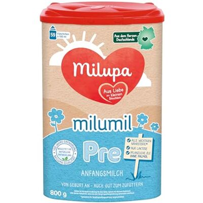 Milupa Milumil Pre Babynahrung, Anfangsmilch von Geburt an, Baby-Milchpulver, 800 g Milupa Milumil Pre Babynahrung, Anfangsmilch von Geburt an, Baby-Milchpulver, 800 g
