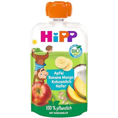 HiPP Apfel Banane Mango mit Kokosmilch und Hafer, Quetschie ab 1 Jahr, (8 x 100g) HiPP Apfel Banane Mango mit Kokosmilch und Hafer, Quetschie ab 1 Jahr, (8 x 100g)