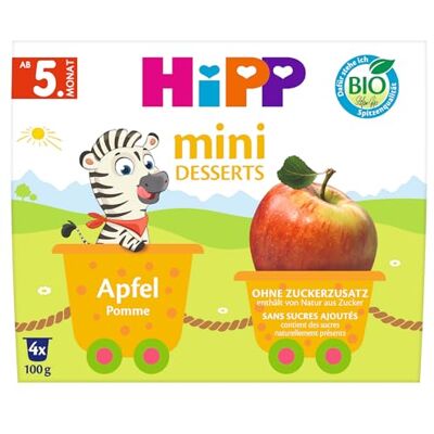 HiPP Bio Mini Desserts Apfel, 6x4x100g (24 Becher), ab 5. Monat, ohne Zuckerzusatz, als Nachtisch oder zur Breizubereitung HiPP Bio Mini Desserts Apfel, 6x4x100g (24 Becher), ab 5. Monat, ohne Zuckerzusatz, als Nachtisch oder zur Breizubereitung