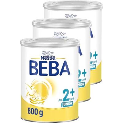 BEBA Junior 2+ Milchgetränk ab dem 2. Geburtstag, Mit HMO, Altersgerecht angepasster Proteingehalt, Nur Laktose, Ohne Palmöl, Ohne Fischöl, Kleinkindnahrung, Baby-Milchpulver, 3er Pack (3 x 800g) BEBA Junior 2+ Milchgetränk ab dem 2. Geburtstag, Mit HMO, Altersgerecht angepasster Proteingehalt, Nur Laktose, Ohne Palmöl, Ohne Fischöl, Kleinkindnahrung, Baby-Milchpulver, 3er Pack (3 x 800g)
