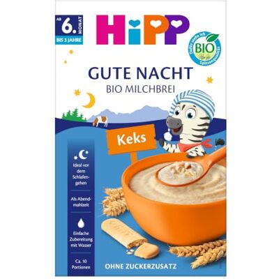 HiPP Bio Milchbrei Gute-Nacht Kinderkeks (4 x 475g), ab 6. Monat, ohne Zuckerzusatz, mit babygerechtem Vollkorngetreide, schonende Verarbeitung sanft zu Babys Bäuchlein HiPP Bio Milchbrei Gute-Nacht Kinderkeks (4 x 475g), ab 6. Monat, ohne Zuckerzusatz, mit babygerechtem Vollkorngetreide, schonende Verarbeitung sanft zu Babys Bäuchlein