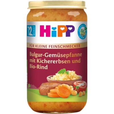 HiPP Bio Bulgur-Gemüsepfanne mit Kichererbsen und Bio-Rind (6 x 250g), Menü ab 12. Monat, mit Omega-3 HiPP Bio Bulgur-Gemüsepfanne mit Kichererbsen und Bio-Rind (6 x 250g), Menü ab 12. Monat, mit Omega-3