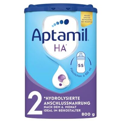 Aptamil HA 2 – Anschlussnahrung nach dem 6. Monat, Mit Omega 3 & 6, DHA, ARA & ALA, Nur Laktose, Ohne Palmöl, Babynahrung, Milchpulver, 1 x 800g Aptamil HA 2 – Anschlussnahrung nach dem 6. Monat, Mit Omega 3 & 6, DHA, ARA & ALA, Nur Laktose, Ohne Palmöl, Babynahrung, Milchpulver, 1 x 800g